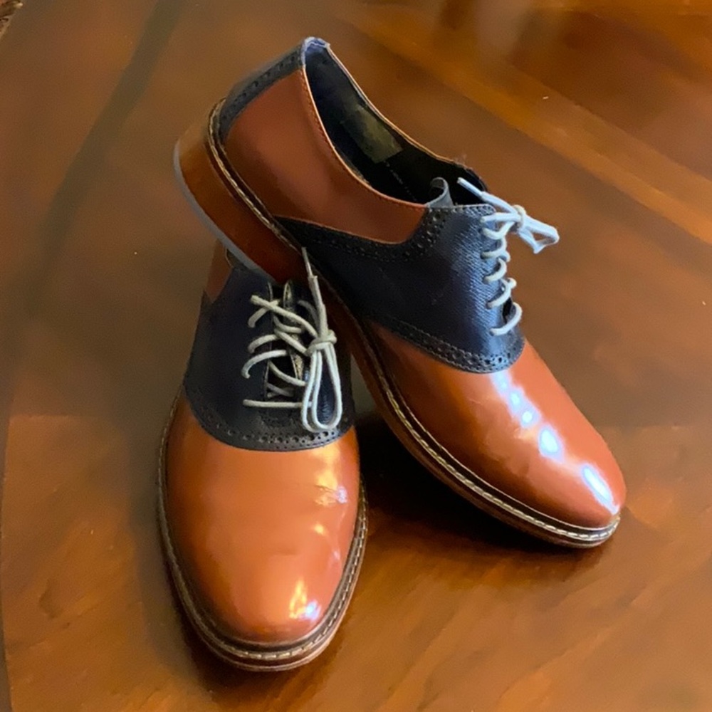 Cole Haan Brown and Blue Oxford Shoes Classic Design
